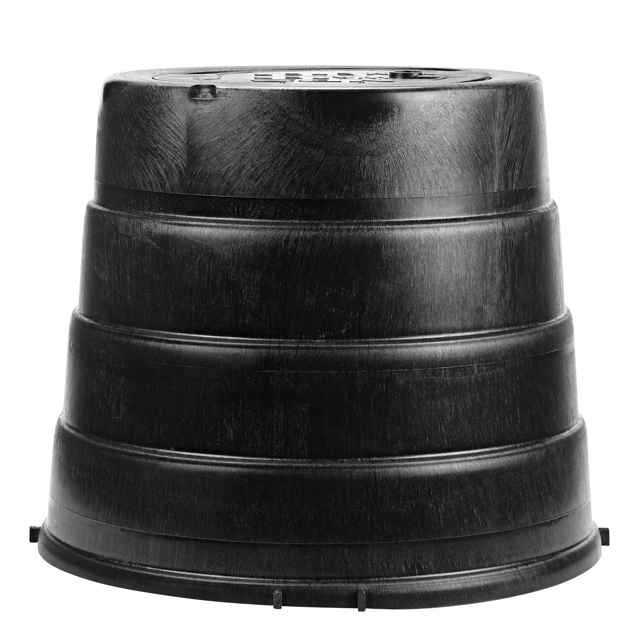 Side view of the NDS 16 in. Round Rectangular Standard Series Meter Box & water meter Cover (NDS D2400-18LOCSB) which is a rugged enclosure for water and irrigation pipe connections