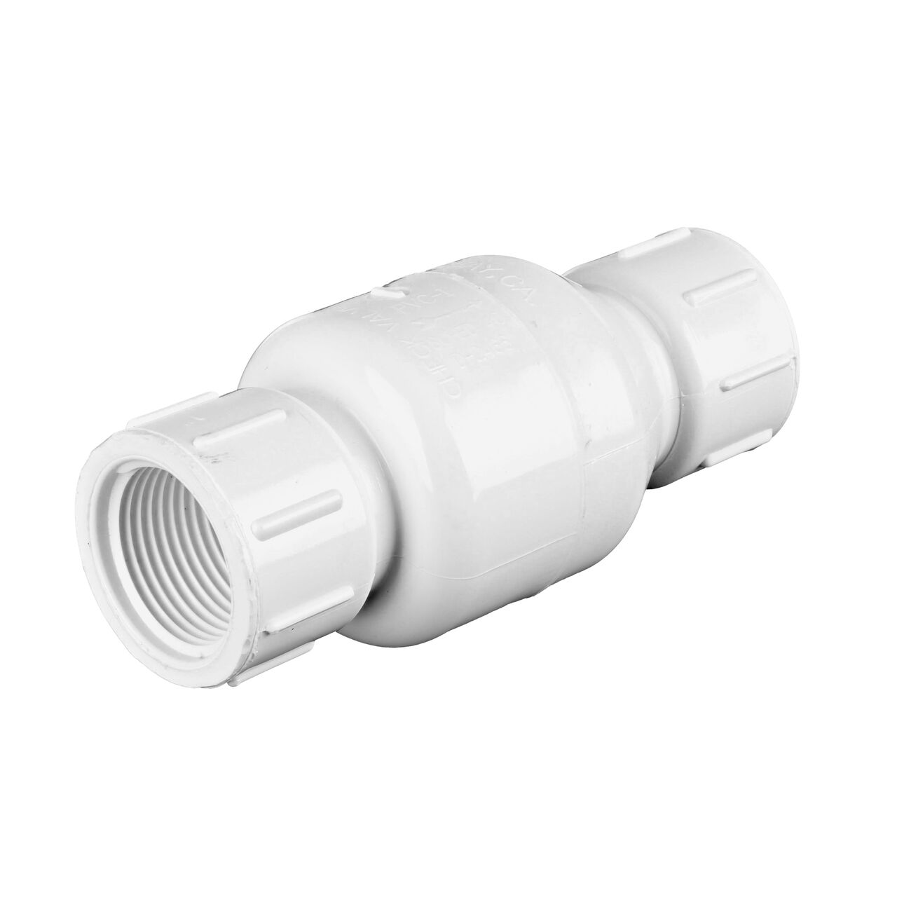 Alternate view of the NDS White 1 in. IPS FPT X FPT PVC Adjustable Spring Check Valve with 4-1/8-17 lb. Spring (NDS 1205-10)