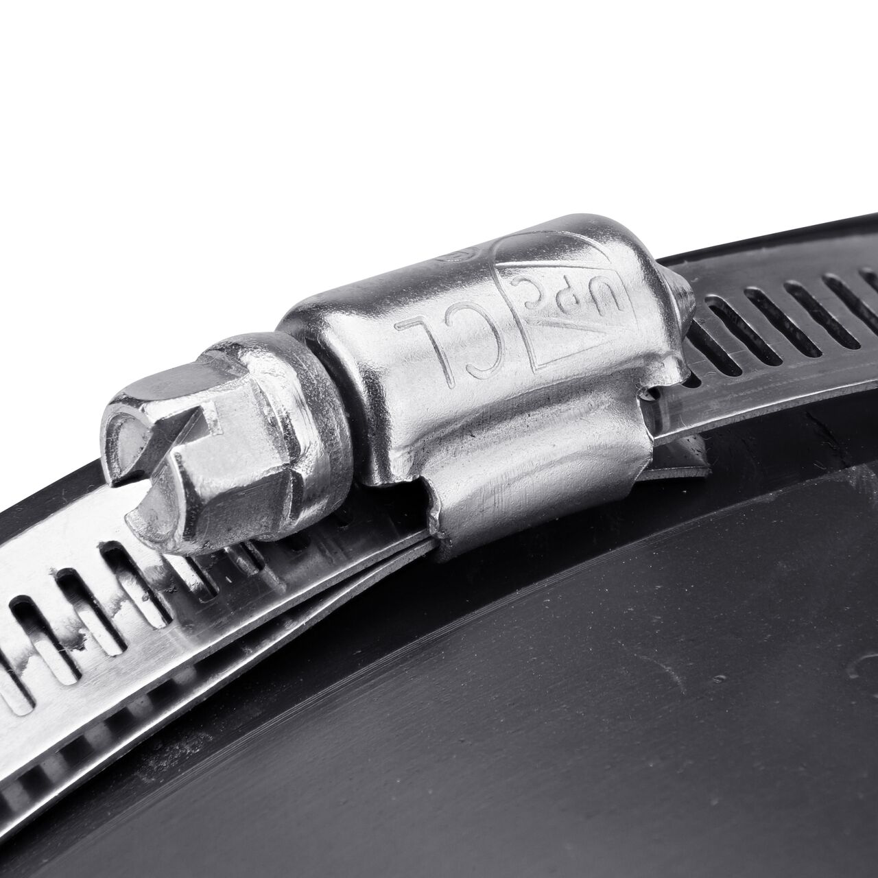 The clamps on the NDS 6 in. flex coupling for concrete pipe to cast iron or plastic pipe can be tightened with screwdriver, 5/16 in. nut driver or socket to 60 inch-lbs. torque (NDS 06-66)