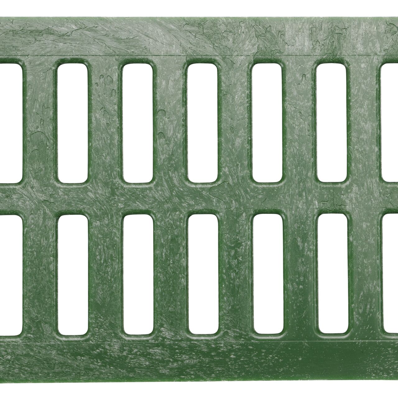 Top down view of the Green Plastic Mini Channel™ Drain Grate (NDS 542)