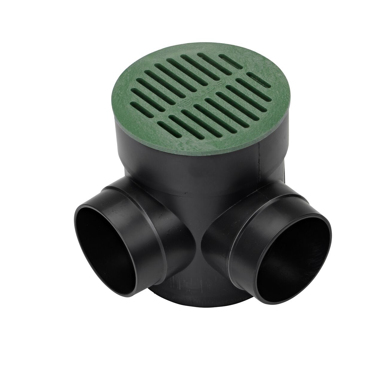 NDS 6 in. Green Round Drain Grate sits on top of the NDS 6 in. Round Spee-D Catch Basin Drain (NDS 250*, NDS 250, NDS 50)