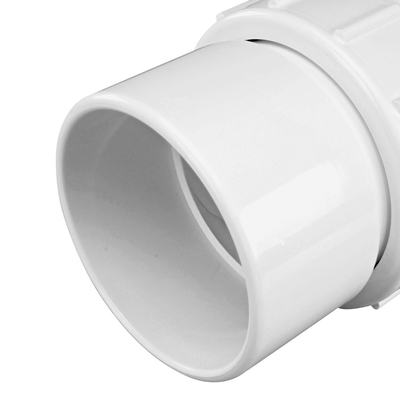 Closeup view of the 6 inch spigot end on the Pro-Span 6 in. Expansion Repair Coupling (118-60QF), which requires a 6 in. Schedule 40 PVC coupling, sold separately, for installation