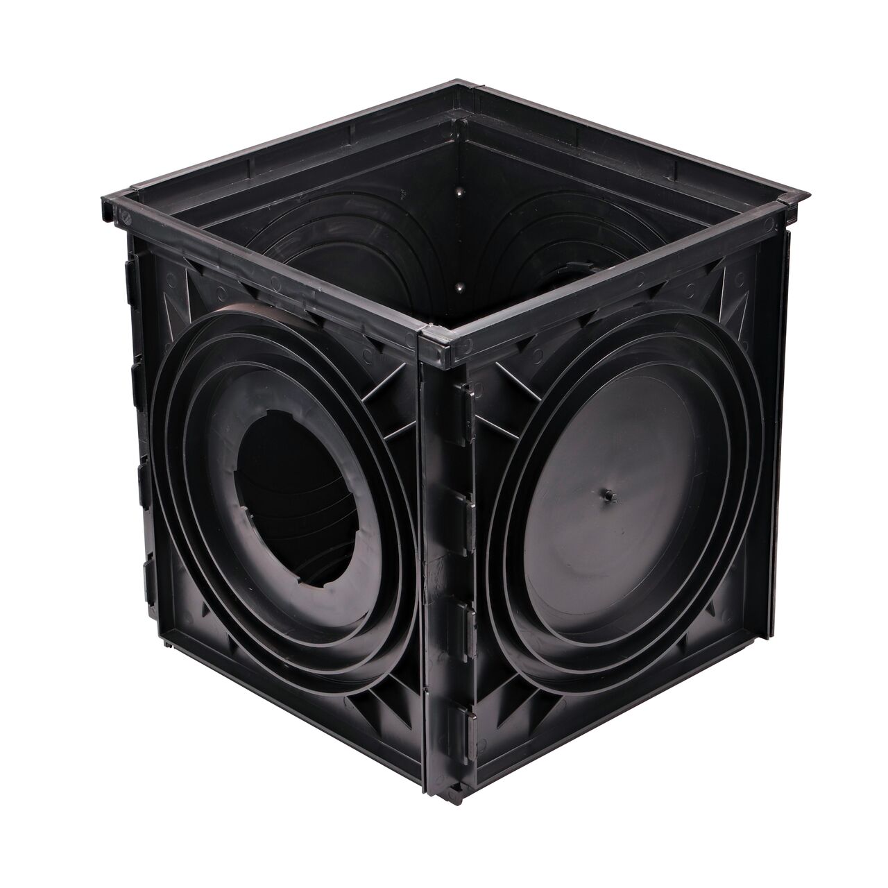 NDS Catch Basin Side with 6 in. & 8 in. opening (NDS 1822) installed on the 18 in. Expandable Catch Basin Drain (NDS 1800)