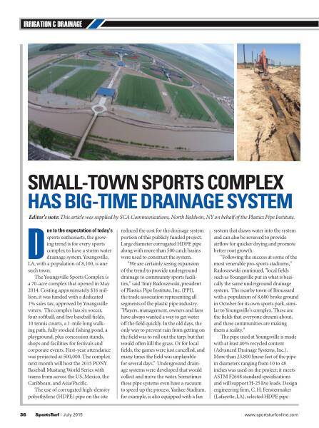 Small Town Sports Complex has Big Time Drainage System: Sports Turf Nyloplast Case Study