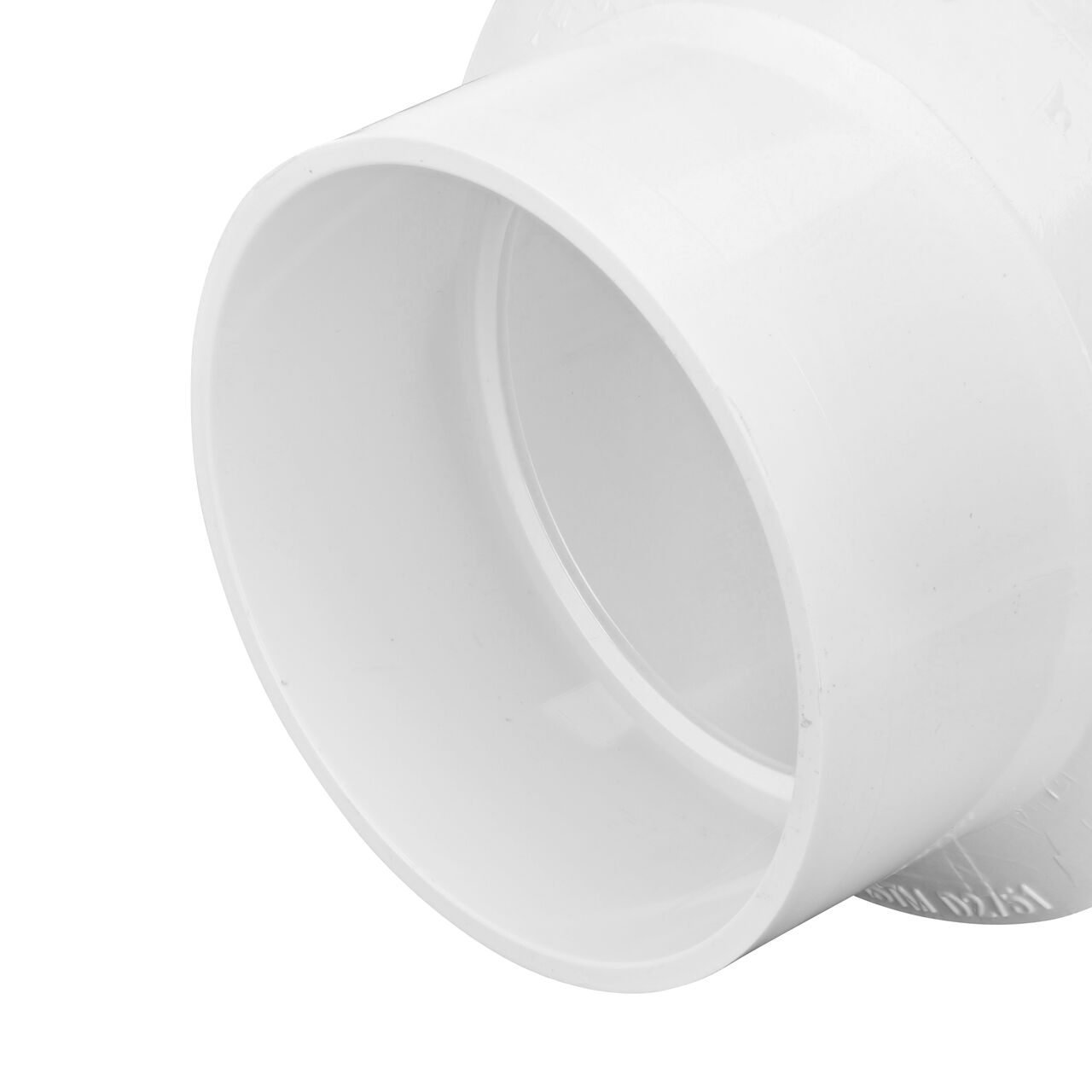 Closeup of 3 in. side of the PVC Sewer and Drain Reducer Coupling (NDS 4P07*, NDS 4P07, NDS 407*)