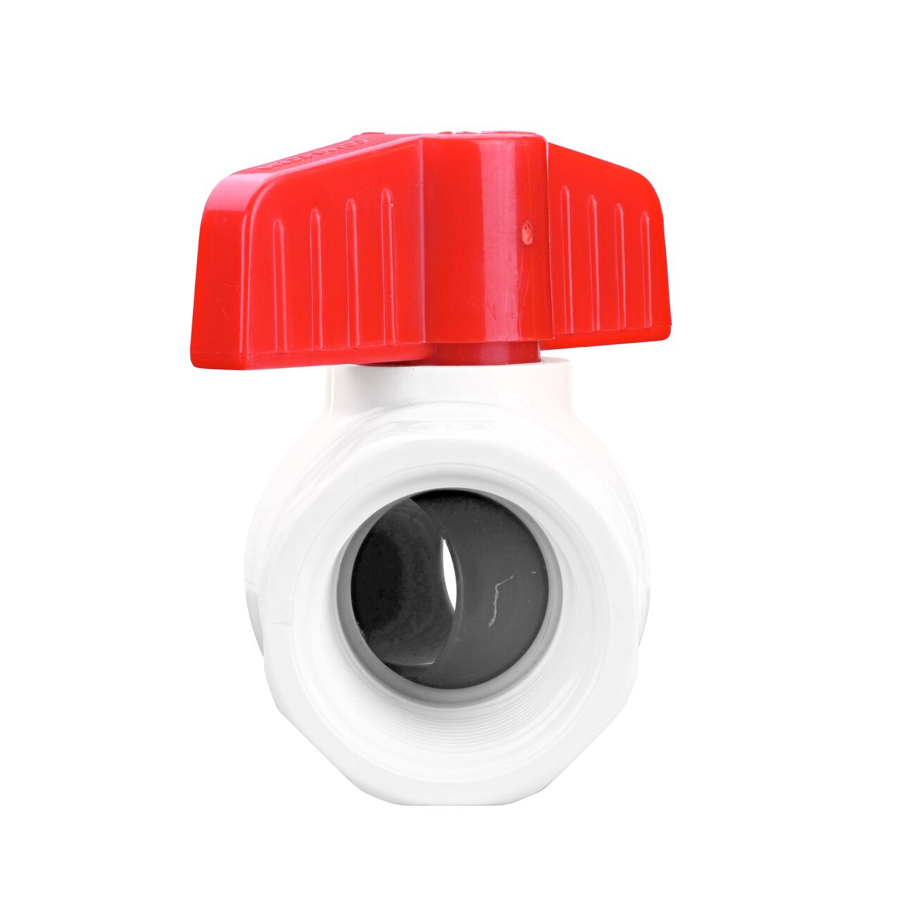 Rotate the handle to easily open or close the valve ball that controls water flow on the NDS 1 in. PVC IPS Ball Valve (NDS E1420-10)