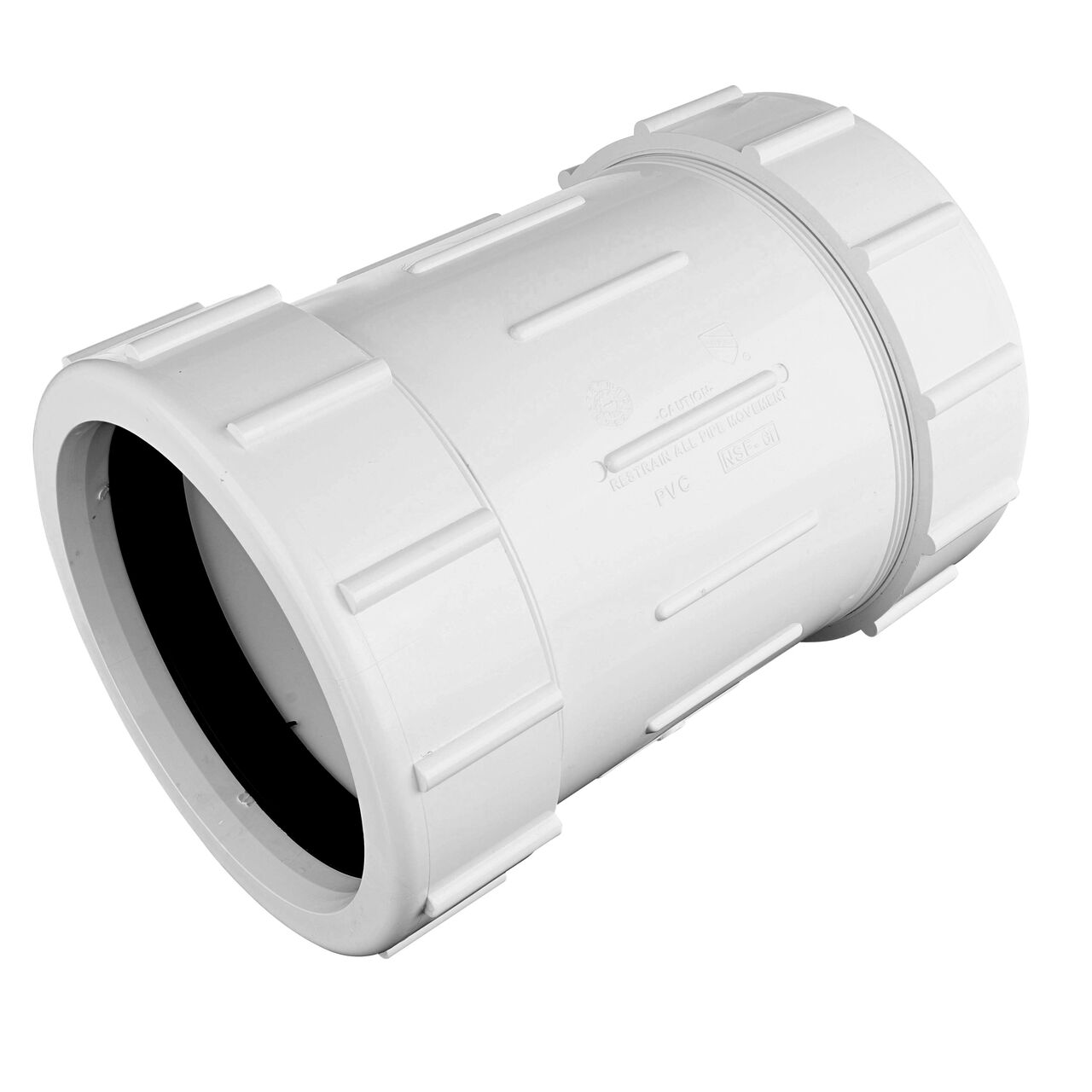 The NDS 6 in. IPS UC Compression Coupling forms a corrosion-free connection between two pipes to direct flow one-way through the system (NDS CPC-6000)
