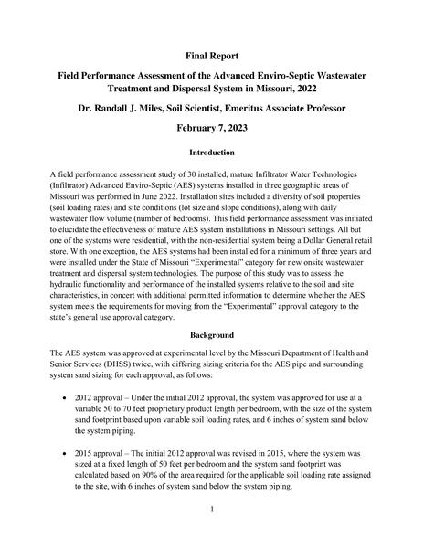 Missouri AES Full Field Performance Assessment