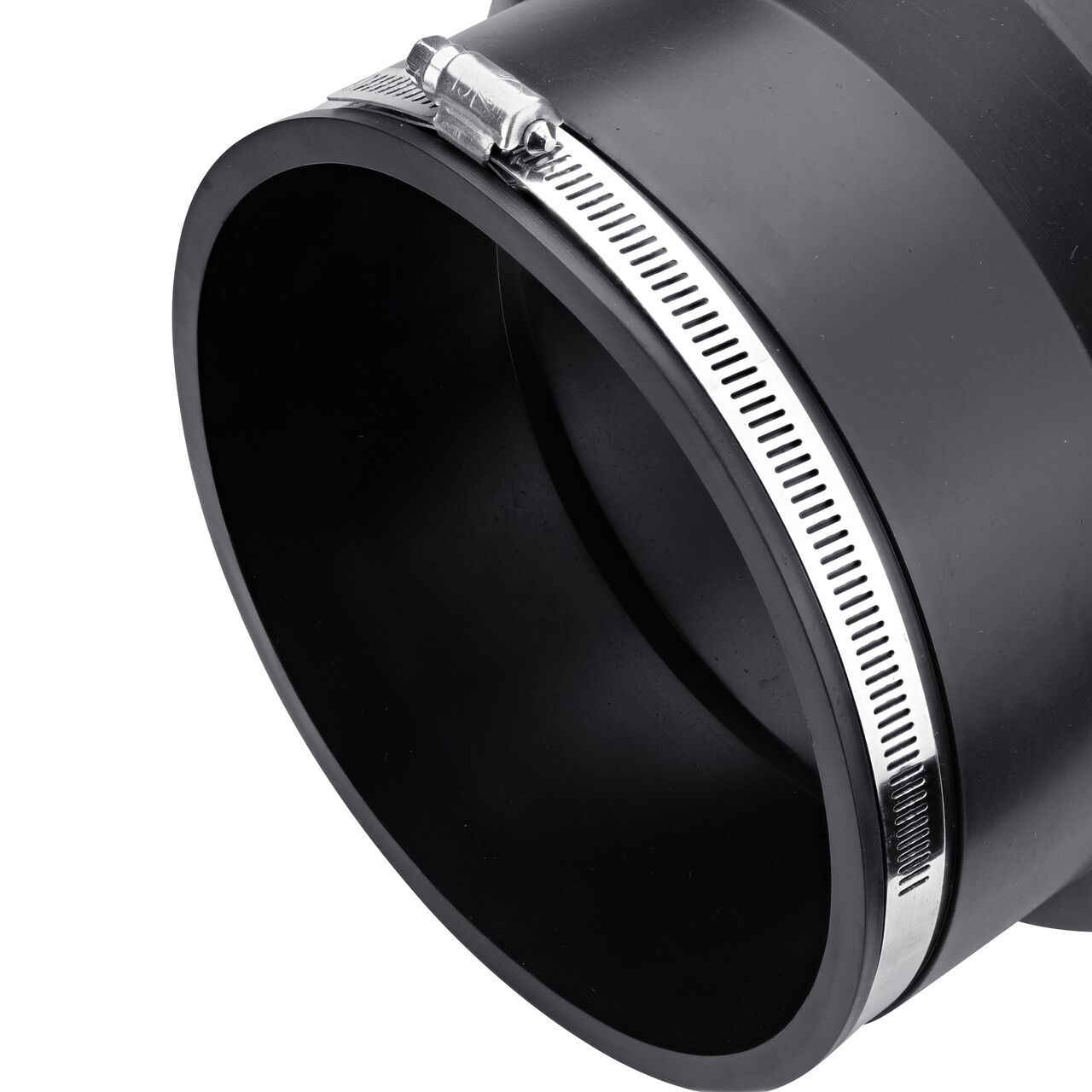 Closeup view of the small end on the NDS 6 in. flex coupling for concrete pipe to cast iron or plastic pipe (NDS 06-66)