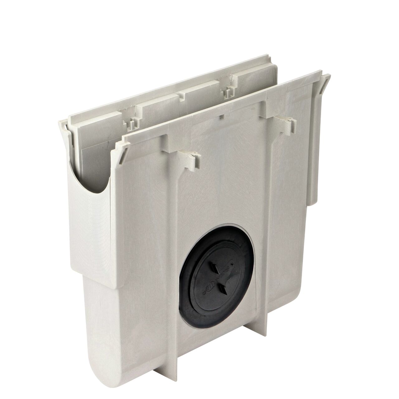 The Dura Slope Trash Bucket (NDS DS-240) drops in securely inside the Dura Slope Catch Basin Drain (NDS DS-340) with no need to connect