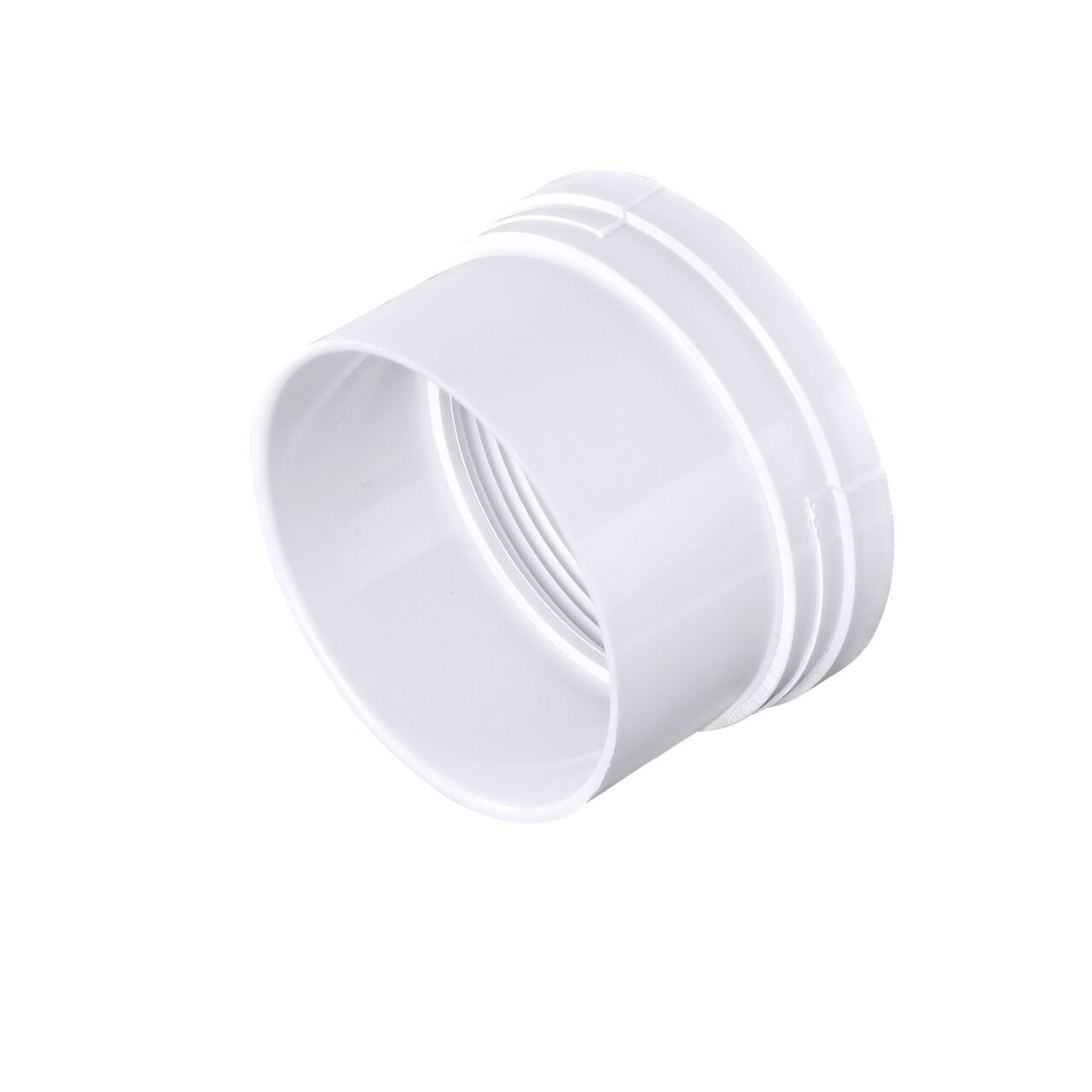 PVC/HIPS female cleanout adapter, connects 3 in. S&D pipe to 3 in. FPT, Hub X FPT connection (NDS 3P11, NDS 311, NDS L3P11)