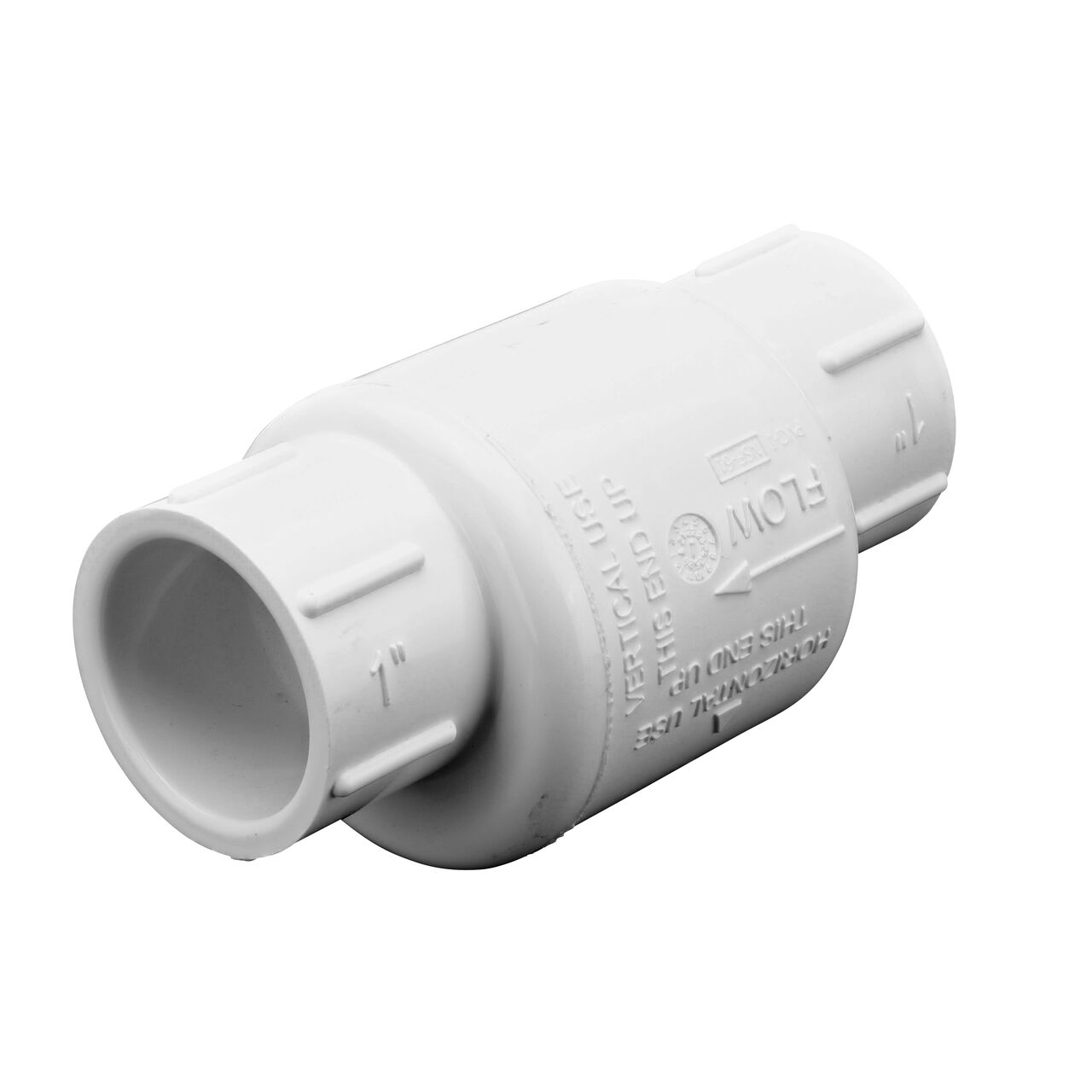 Alternate direction of the NDS White 1 in. slip end by slip end PVC Swing Check Valve (NDS 1520-10)