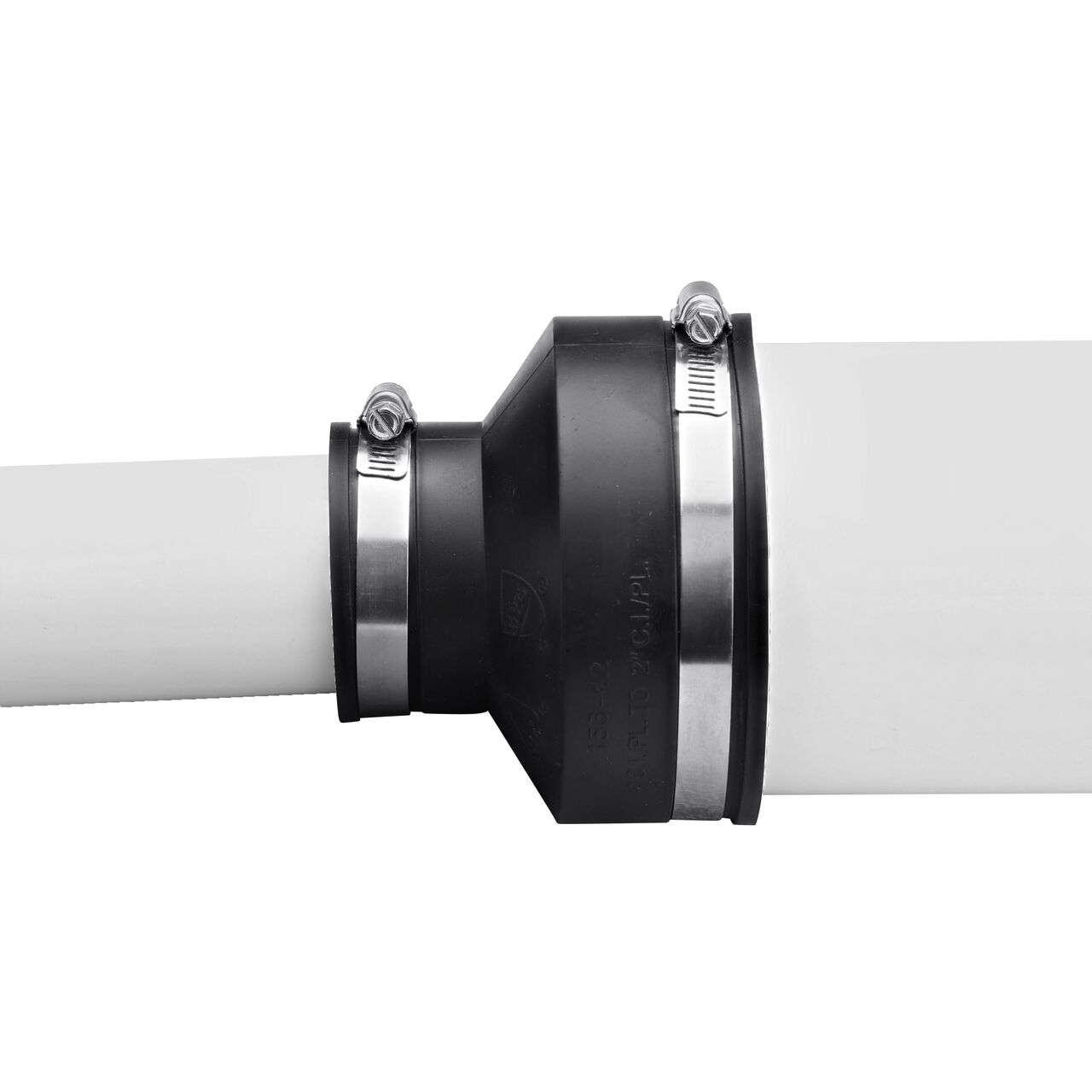 The NDS 4 in. X 2 in. flex coupling is fully installed and forms a positive seal against infiltration and exfiltration in non-pressure environments (NDS 56-42)