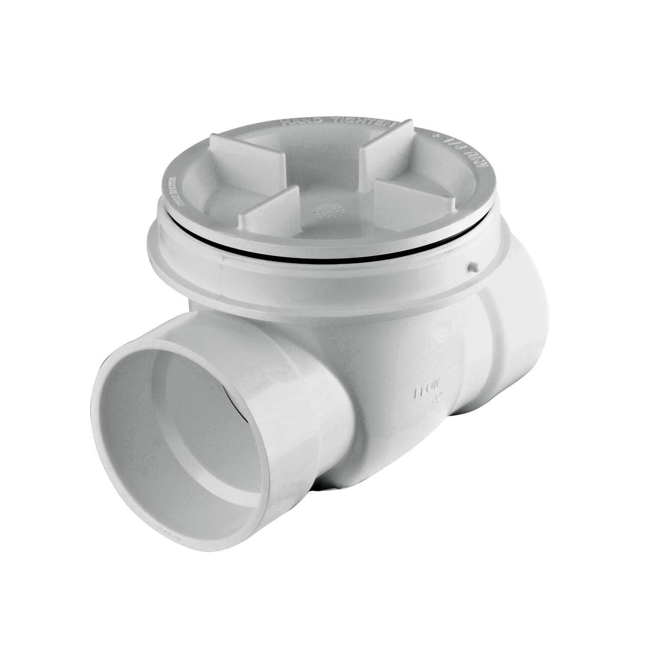The NDS White 4 in. PVC Backwater Valve (NDS 475P) prevents street sewer waste from backflowing into basements or low areas