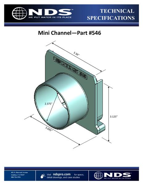NDS Mini™ Channel Drain End Outlet Tech Spec