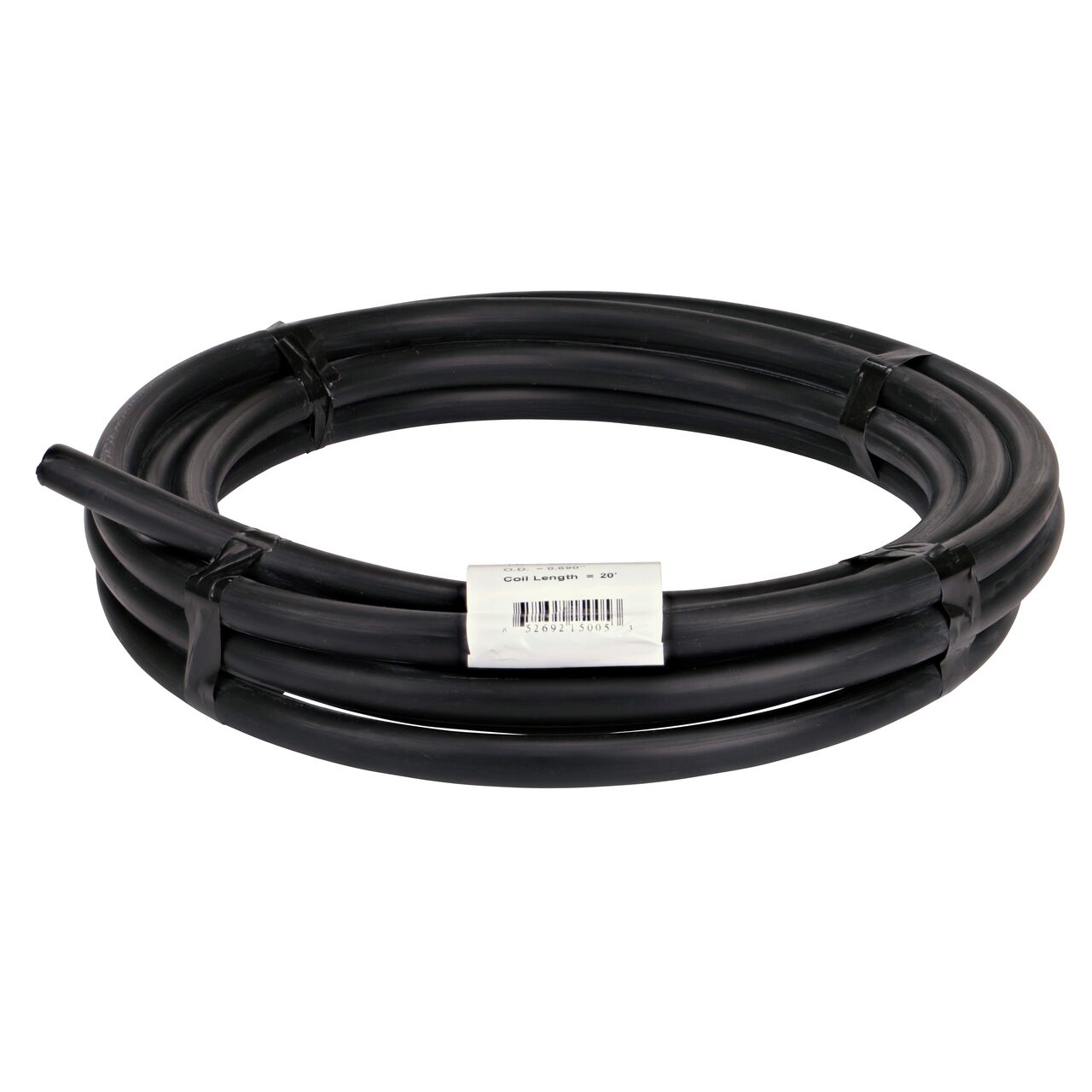 The 20 foot coil of Super Flexee™ 1/2 inch poly swing riser pipe tubing comes taped with a label