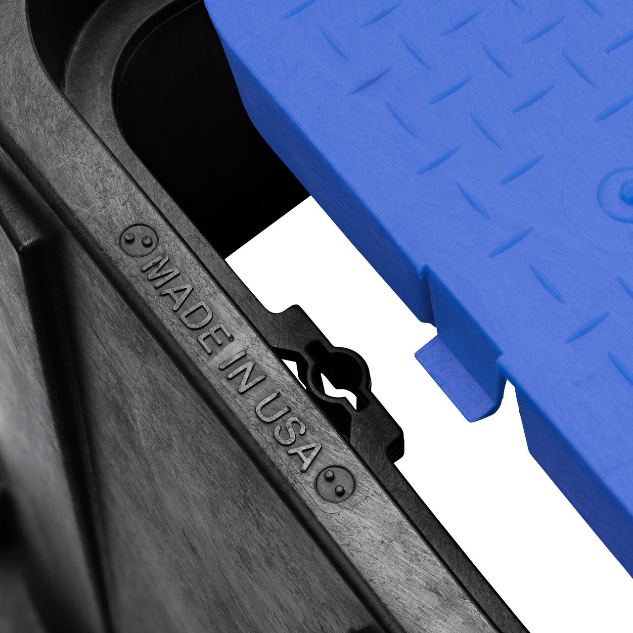 Align the bolt hole on the lid with the universal locking mechanism hole from the NDS 14 in. X 19 in. Rectangular Standard Series Black Meter Box and Blue Water Meter Cover (NDS D1200-DIBLRD) for a secure fit