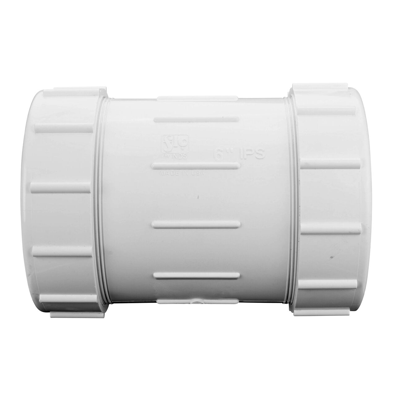 The NDS Compression Coupling is an easy-fit coupling that has two compression ends that slide onto 6 in. IPS pipe ends that provide a corrosion-free connection (NDS CPC-6000)