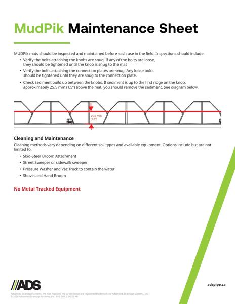 MUDPik Maintenance Sheet