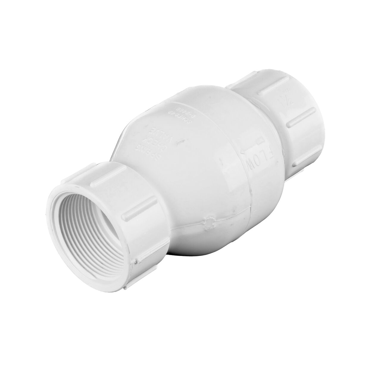 NDS White 1-1/2 in. IPS FPT X FPT PVC Adjustable Spring Check Valve with 3-1/2-50 lb. Spring (NDS 1205-15)