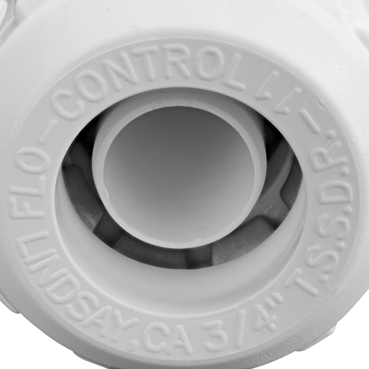 Closeup of the steel gripper teeth and stiffner inside the 1 in. SDR-9 end of the NDS 1 in. SDR-9 X 3/4 in. SDR-11 Flo-Lock™ Gripper Reducer Coupling (NDS 710-17)