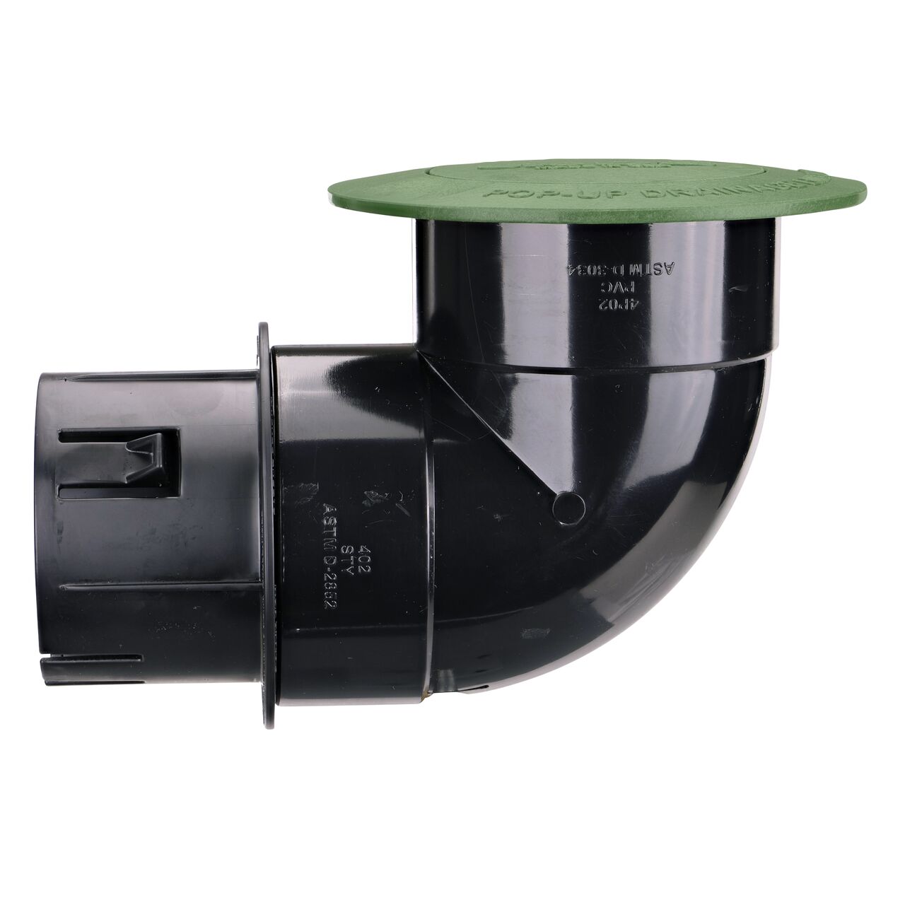 Connect the 4 in. Pop-Up Elbow (NDS 421, NDS 422*) to the Adapter for Pop-Up Drainage Emitters (NDS 1241)