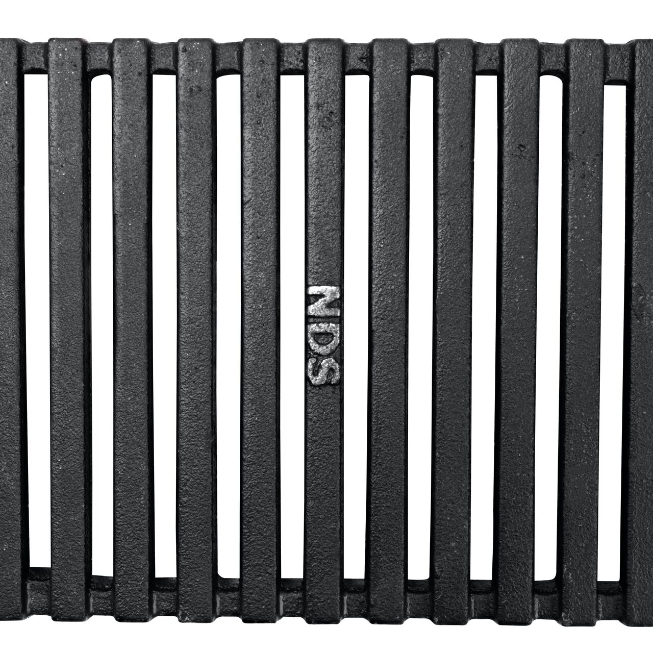 Top Down View of the ductile iron Dura Slope™ Channel Drain Grate (NDS DS-610-KIARO) decorative Kiaro Slot design