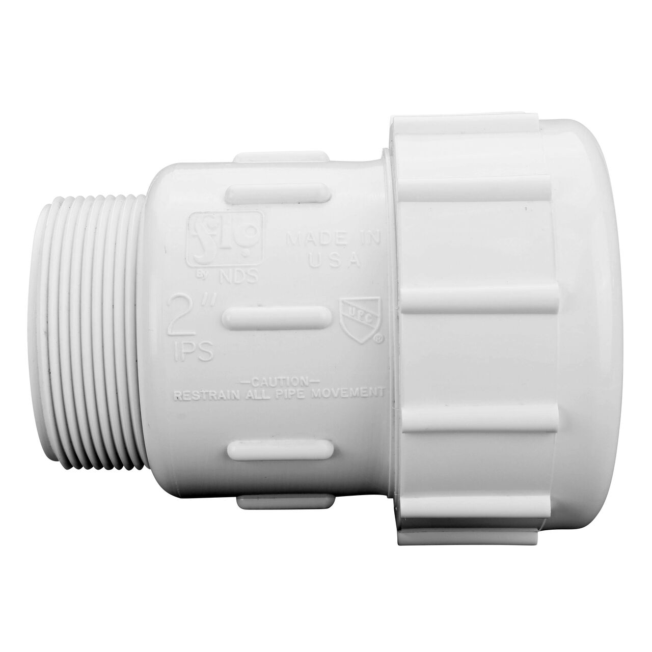 The NDS Compression Coupling is an easy-fit coupling that has one removable compression end and one MPT end that tightened and secures to pipes (NDS CPA-2000)
