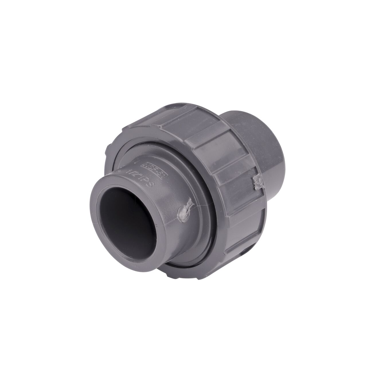 The NDS 1/2 inch PVC Union connects two 1/2 inch schedule 80 pipes to create a leak-resistant connection without the need for traditional glued sealant (NDS U-5000-S)
