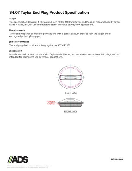 S4.07 Taylor End Plug Specification