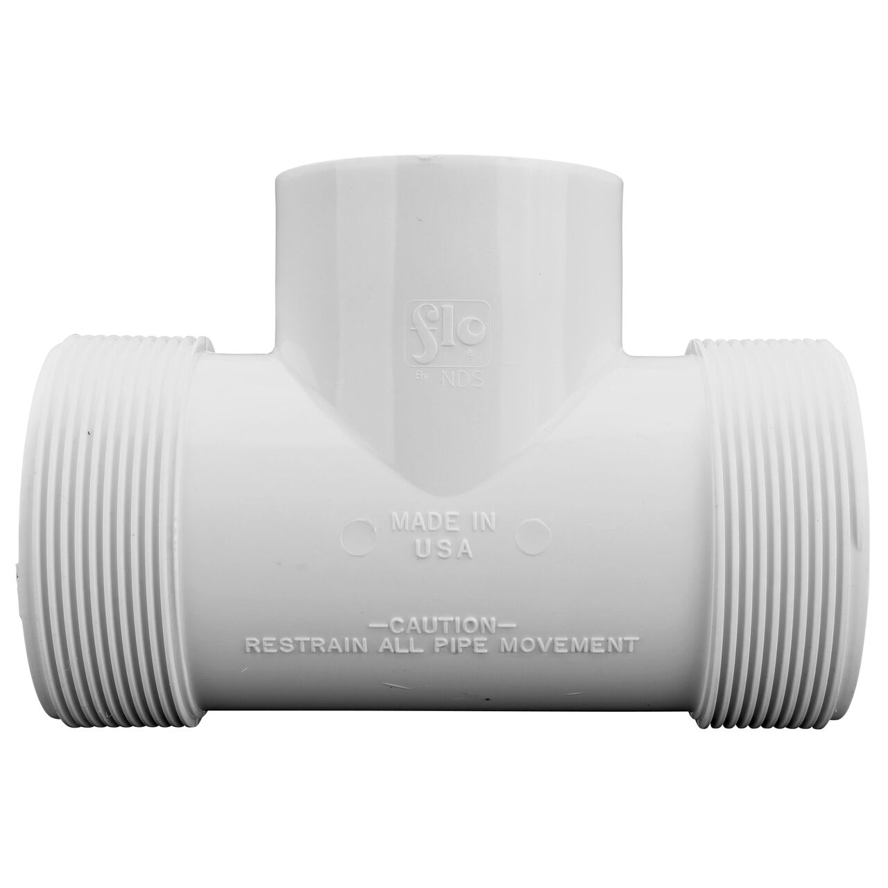 The NDS PVC Threaded Tees has adjustable nut on each compression end that tighten and secure to pipes (NDS CPT-2000-T)