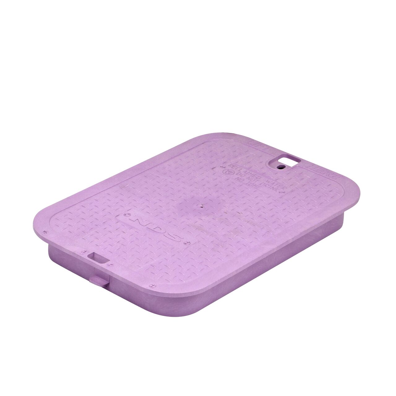 This NDS 14 X 19 in. Rectangular Standard Series Valve Box Cover is a Purple Cover with Reclaimed Water markings on the lid (NDS 113CR) and fits NDS standard series 14 X 19 in. valve boxes