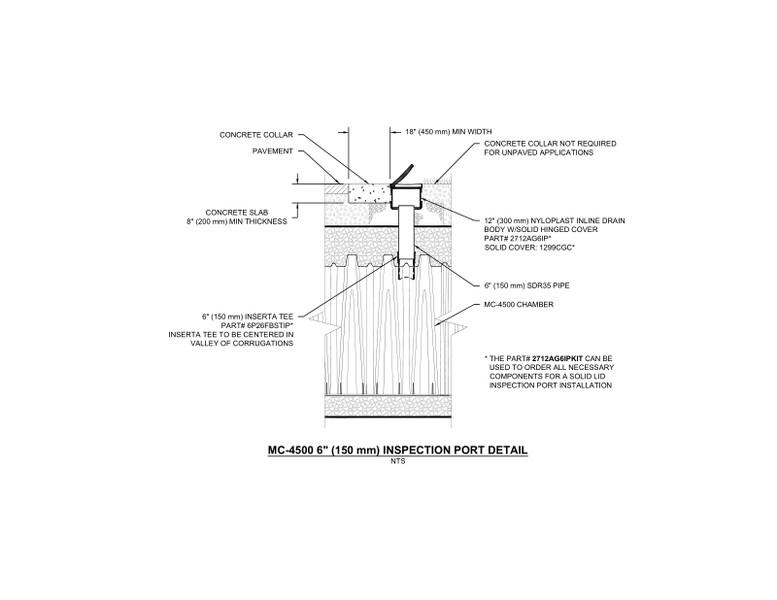 MC-4500 6" (150 mm) StormTech Inspection Port Detail