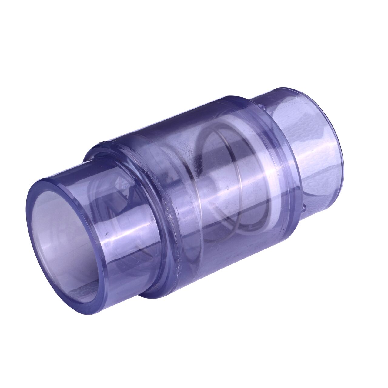 View of the 2 inch spigot end of the NDS 3 lb. spring PVC Air Check Valve with a 1-1/2 in. slip end by 2 inch spigot end (NDS 1053C20)
