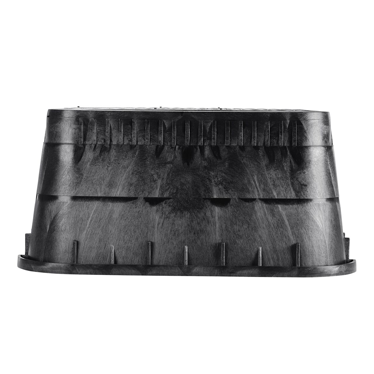 The durable Black plastic NDS 13 in. X 20 in. Rectangular AMR Meter Box (NDS D15-BAMR) has a height of 12 in. and is engineered for superior strength with structural reinforcing ribs