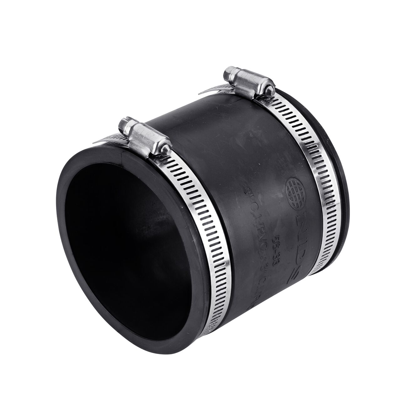 The NDS 3 in. flex coupling connects two cast iron/sewer and drain or DWV/copper/steel/lead pipes (NDS 56-33)