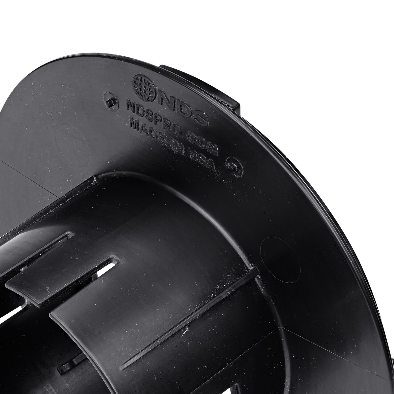 Closeup of the branding on the  NDS Locking Outlet Adapter (NDS 1243)