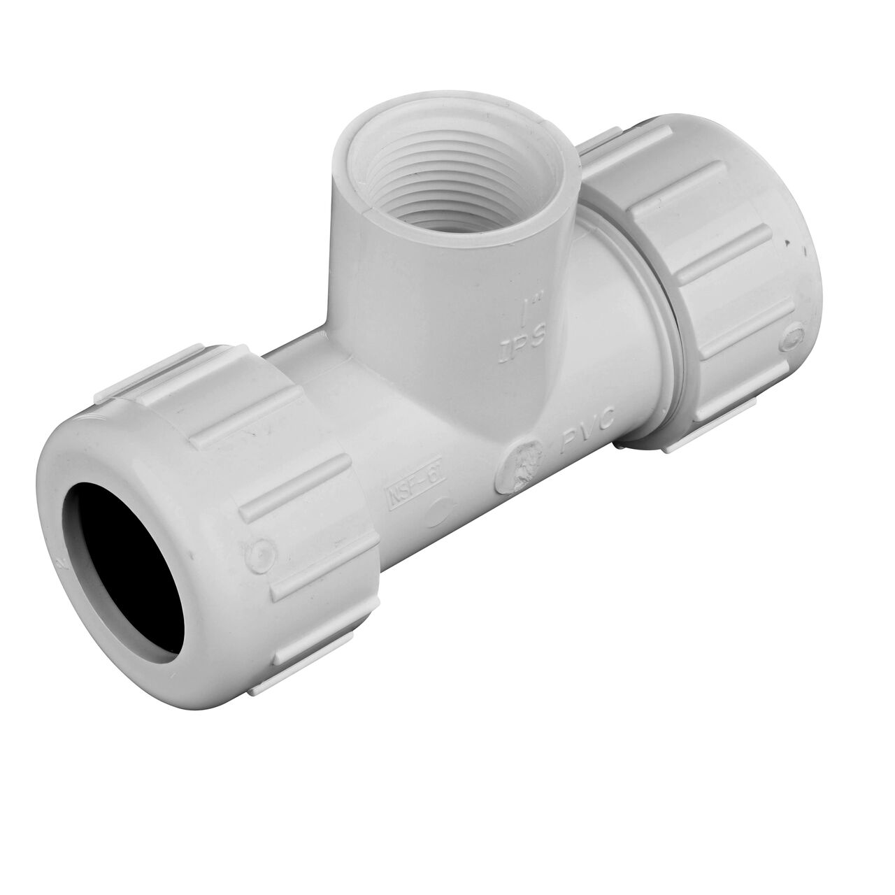 The NDS 1 in. IPS UC X FPT Compression Tee forms a "T" intersection from one pipeline and create a lateral branch in your flow system (NDS CPT-1000-T)