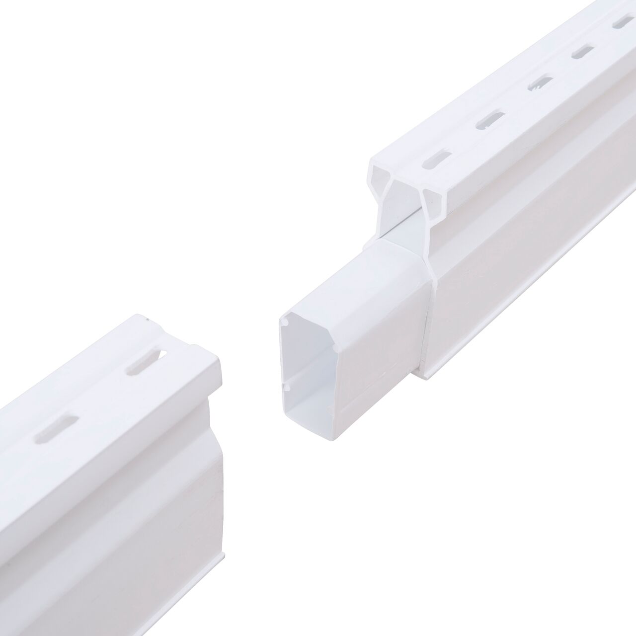 Step 2 for how to assemble two Micro Channel™ Drain & Integrated Grate, White Plastic, with Coupling (NDS 8001-5*, NDS 8001, NDS 8481*, NDS 8481) by connecting coupling to the first drain