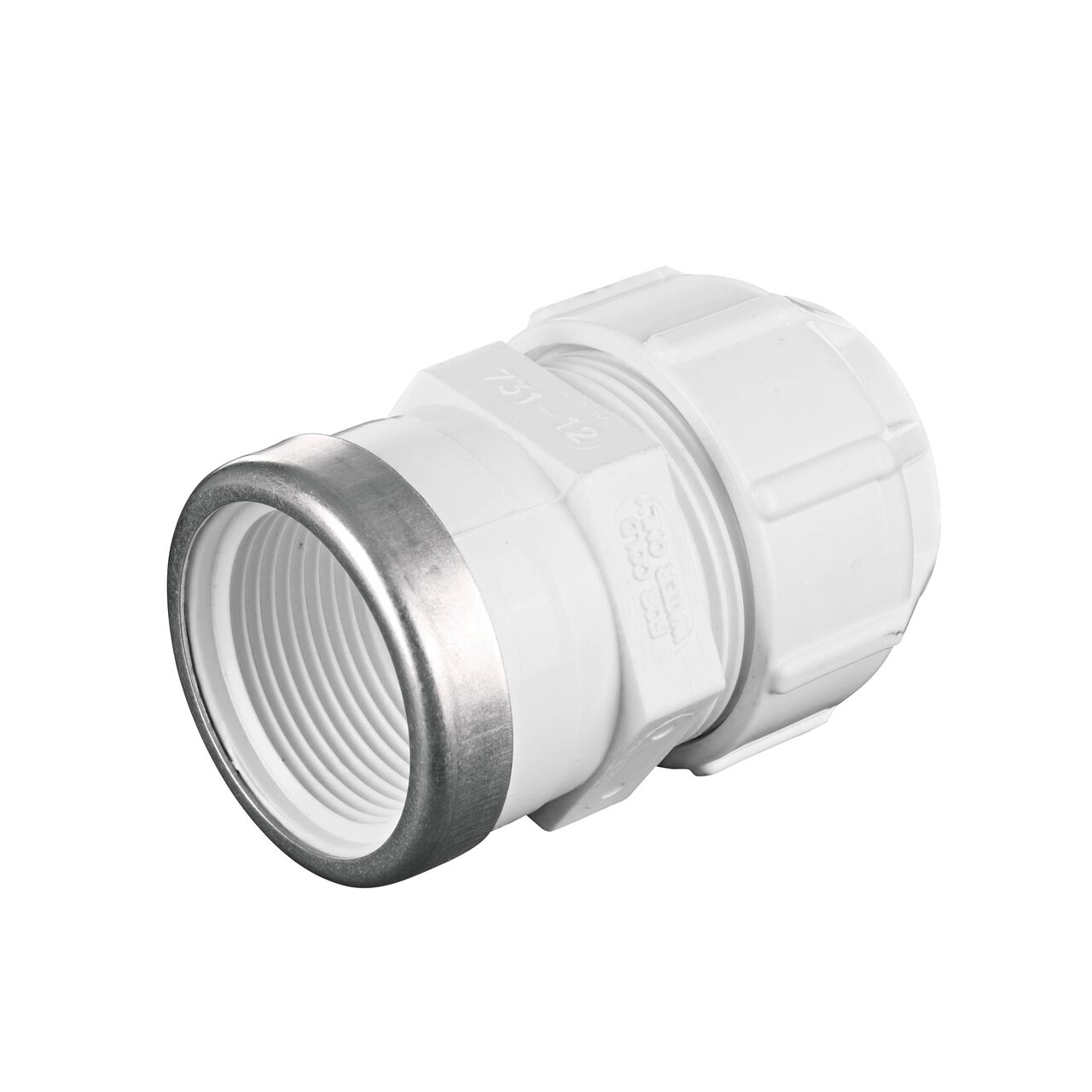 Threaded FPT connection end on the NDS 1 1/4 in. SDR-9 CTS X 1 1/4 in. FPT Flo Lock Gripper Adapter (NDS 731-12)
