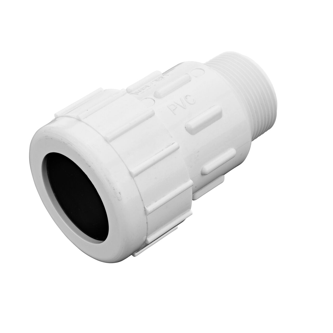 PVC Compression Adapter, 1-1/4 in. IPS UC X 1-1/4 in. IPS MPT provides a leak-resistant connection between pipes and has one compression end that connects onto 1-1/4 in. IPS pipe end and one MPT end that threads into FPT pipe end (NDS CPA-1250)