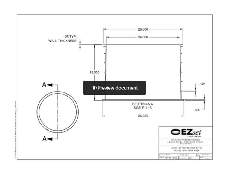 24" x 18"  EZset High Tank Riser Standard Detail