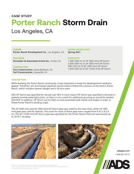 Porter Ranch Storm Drain (Los Angeles, CA) Case Study