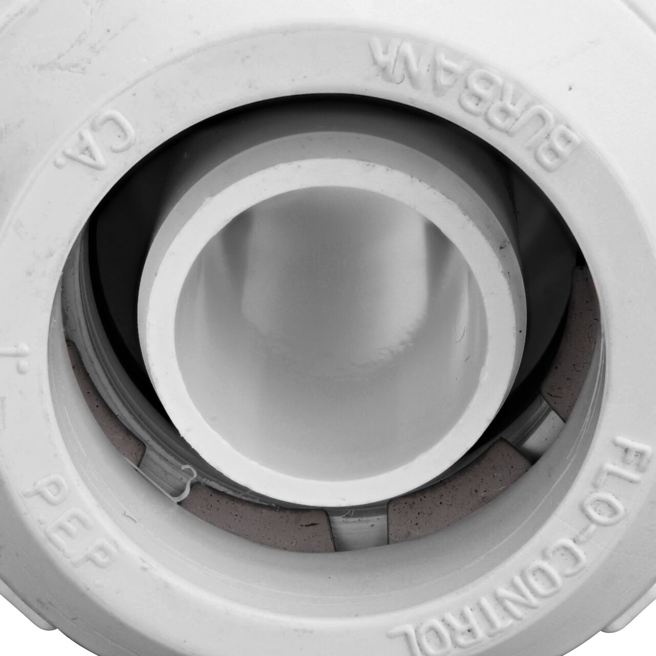 Closeup of the steel gripper teeth of the NDS 1 in. Flo Lock PVC Gripper Adapter for PE Pipe (NDS 830-10)