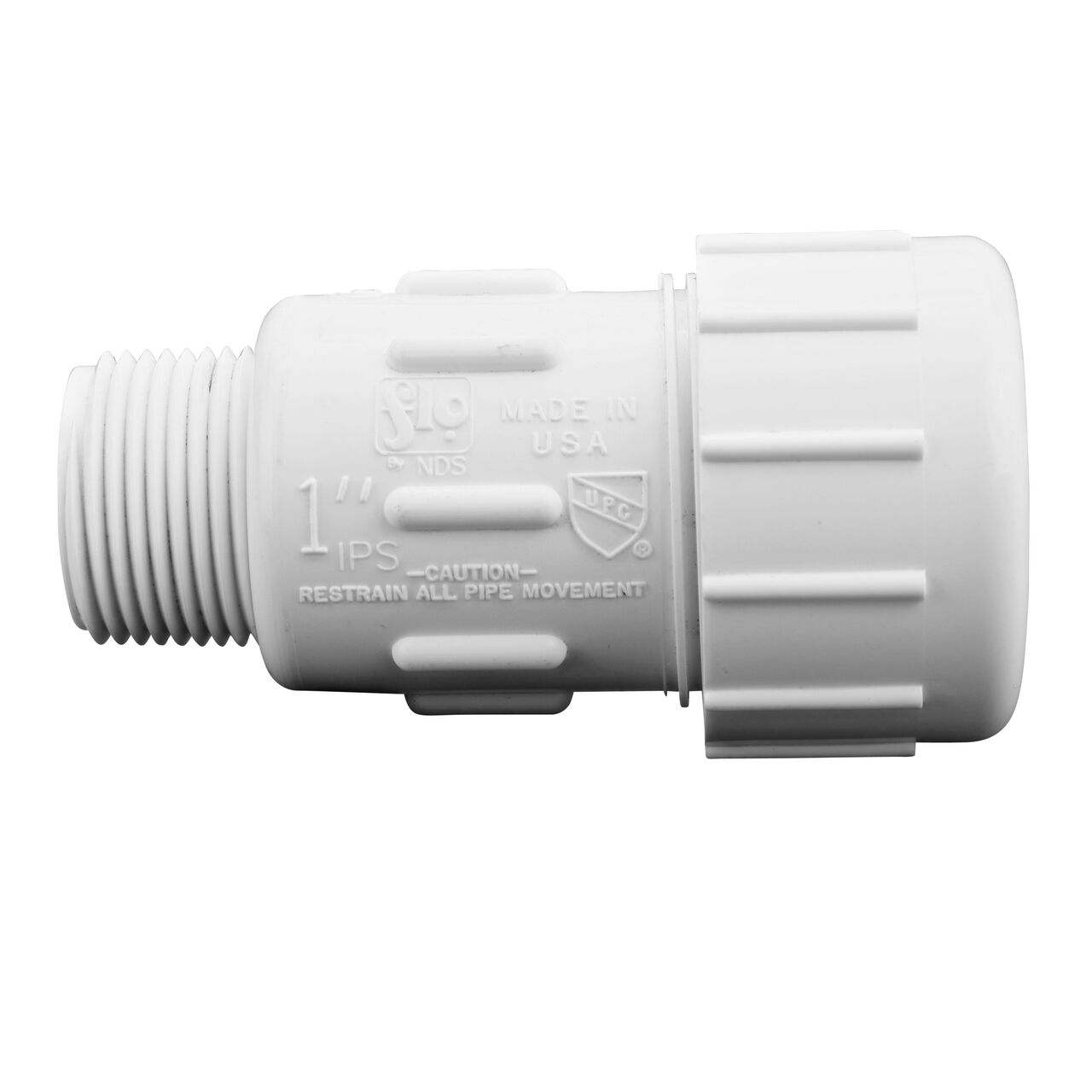 The NDS Compression Coupling is an easy-fit coupling that has one removable compression end and one MPT end that tightened and secures to pipes (NDS CPA-1000)