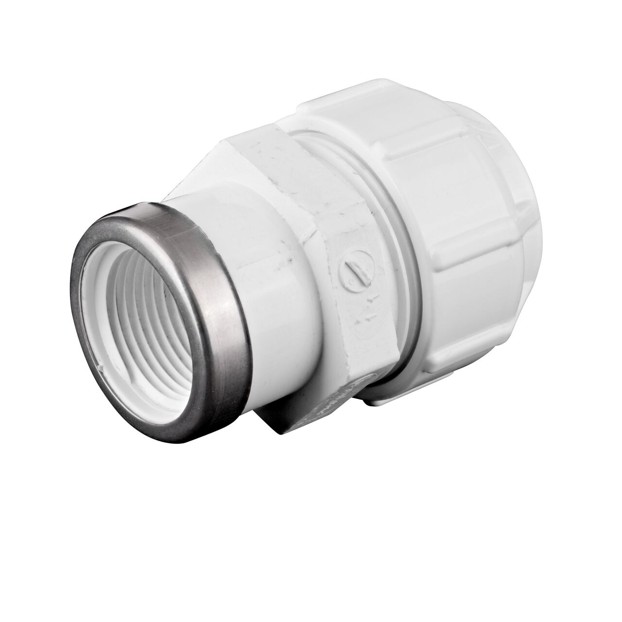 Threaded FPT connection end on the NDS 1 in. SDR-9 CTS X 1 1/4 in. FPT Flo-Lock™ Gripper Adapter (NDS 731-12-10)