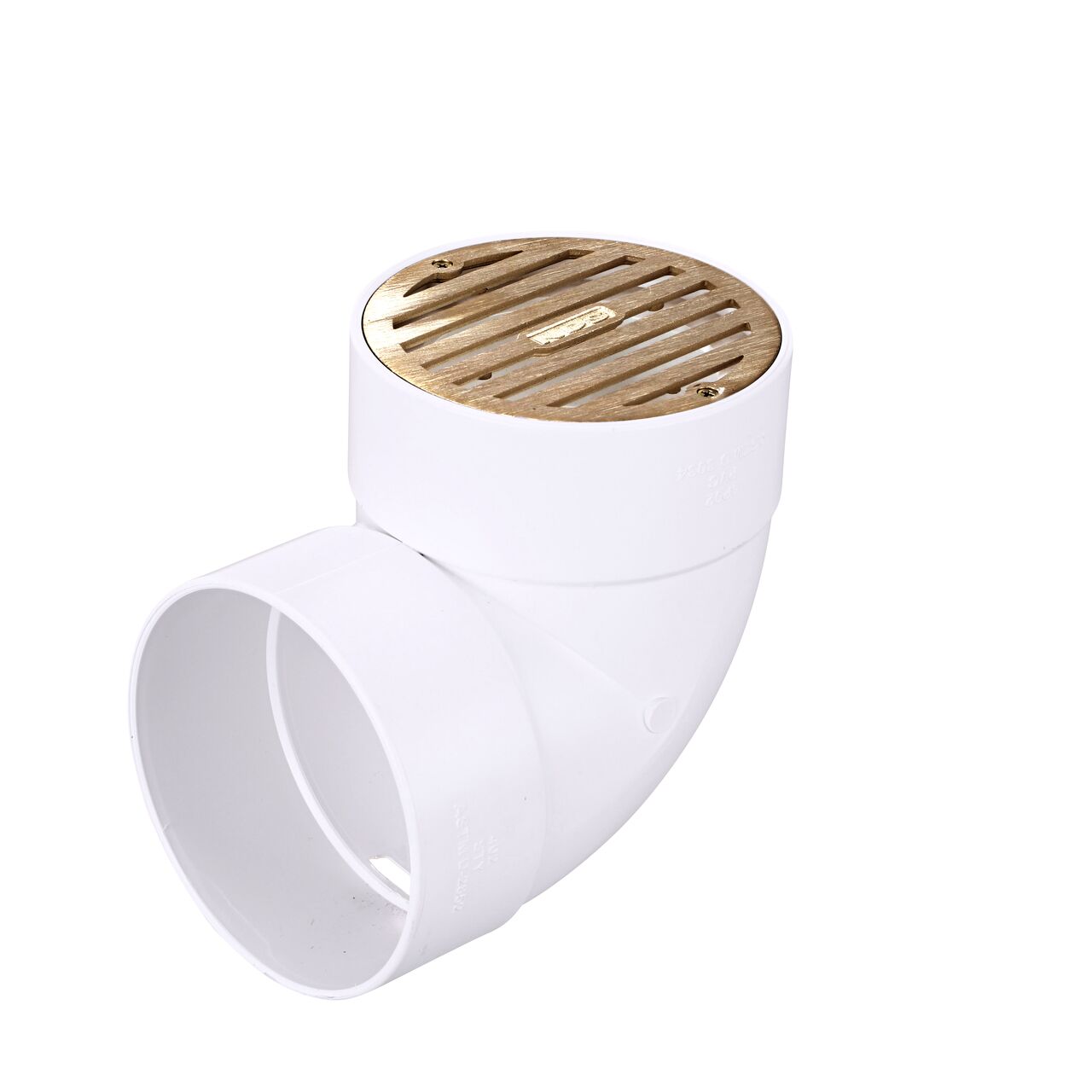 NDS 4 in. Round Grate with Collar installed on 3 in. Sewer and Drain Fitting, or Elbow (NDS 910B-10*, NDS 910B*, NDS 910B)