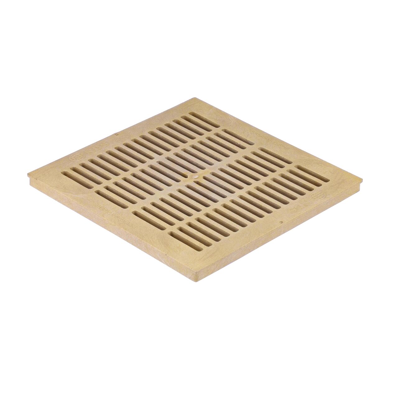 The sand 18 in. Square Catch Basin Drain Grate (NDS 1812S) fits the NDS 18 in. Catch Basin Drain (NDS 1882) and drains water as it blocks pipe-clogging debris