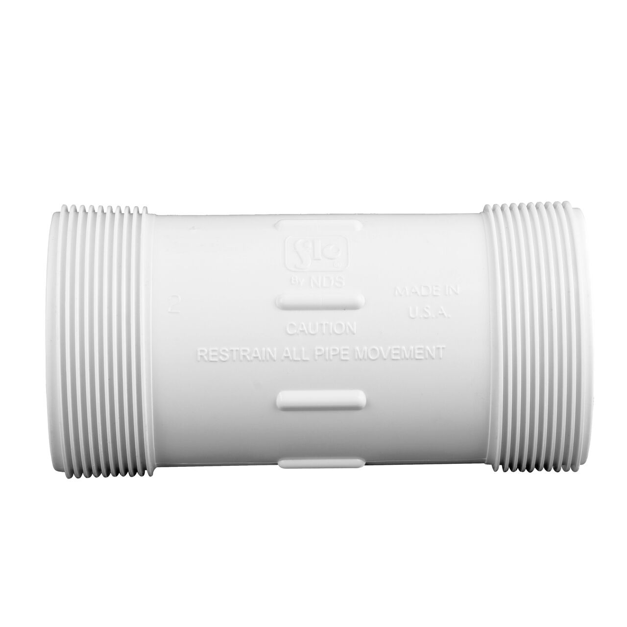 The NDS Compression Coupling is an easy-fit coupling that has two removable compression ends that tighten and secure to pipes (NDS CPC-2000)