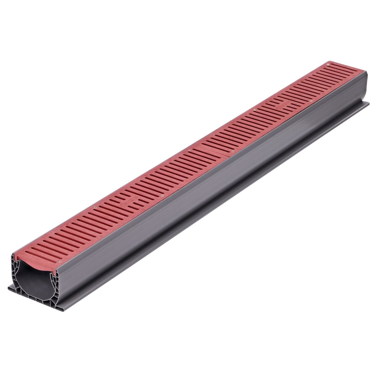 NDS Spee-D® Channel Drain Grate in Brick Red Plastic fits Spee-D Channel Drain (NDS 251) installed on the Spee-D Channel Drain